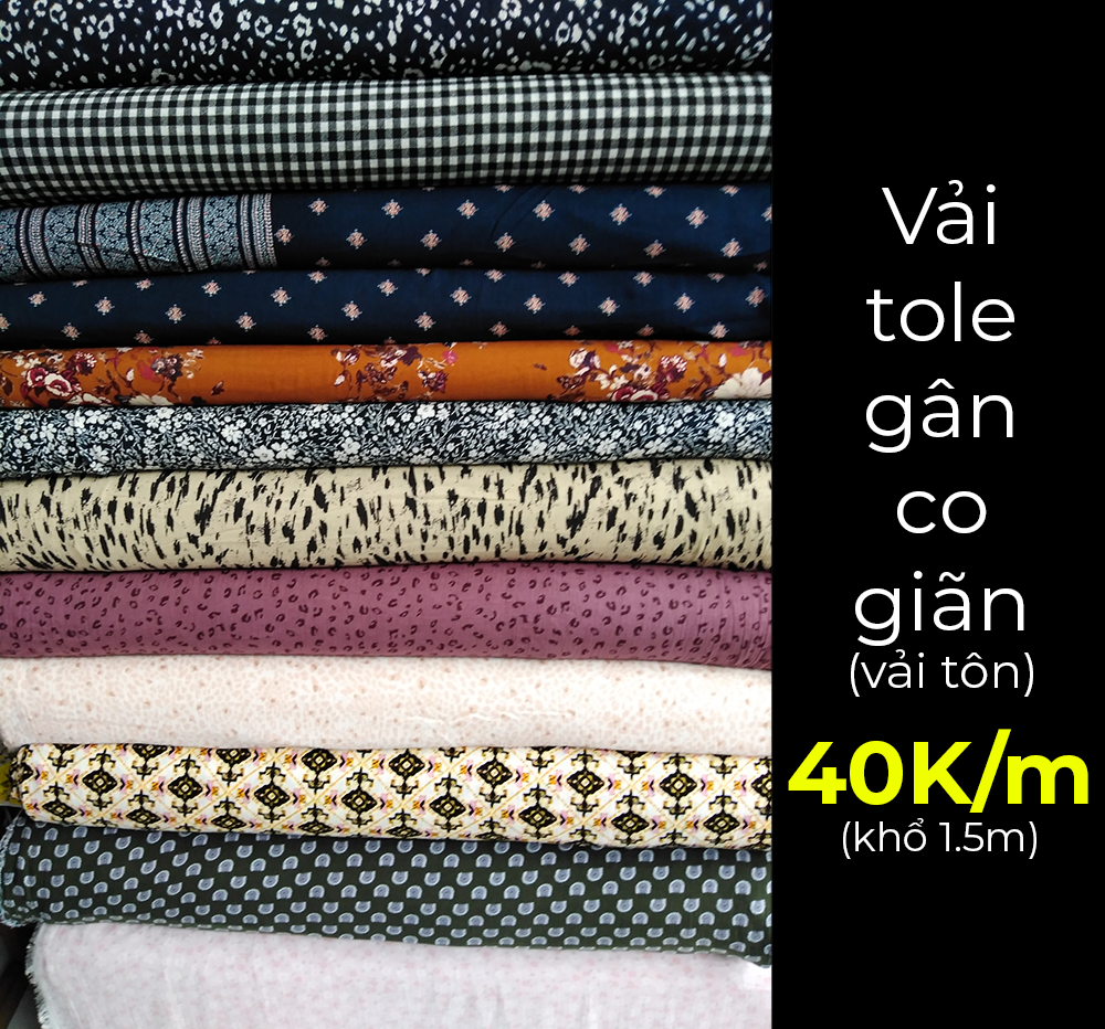 Vải tole - vải tôn co giãn nhẹ hoa văn đẹp 40K/m