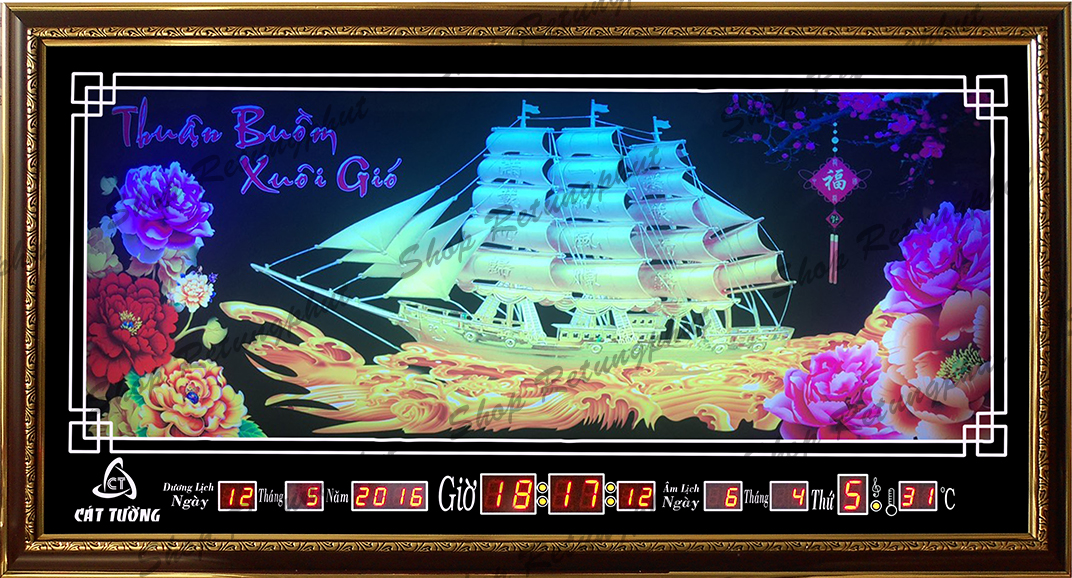 Đồng hồ lịch vạn niên điện tử treo tường - thuận buồm xuôi gió 86406 _có 2 loại