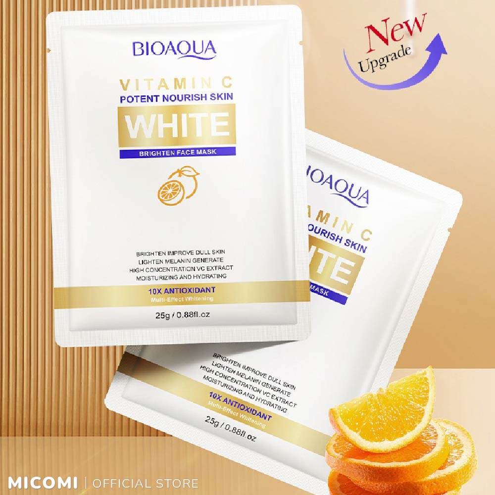 COMBO 10 Mặt Nạ Trắng Da Vitamin C White Antioxidant Mờ Thâm Nám Giảm Nếp Nhăn Dưỡng Ẩm Dịu Da Mask Giấy Đắp Mặt MICOMI Cosmetics