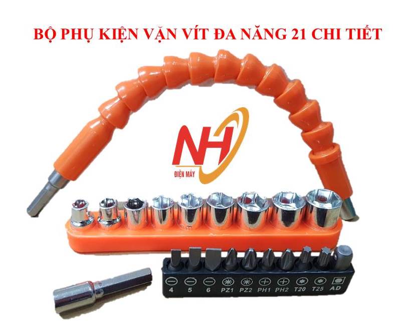 Bộ Phụ Kiện Vặn Vít, Mở Ốc Đa Năng 21 Chi Tiết Dùng Cho Máy Khoan