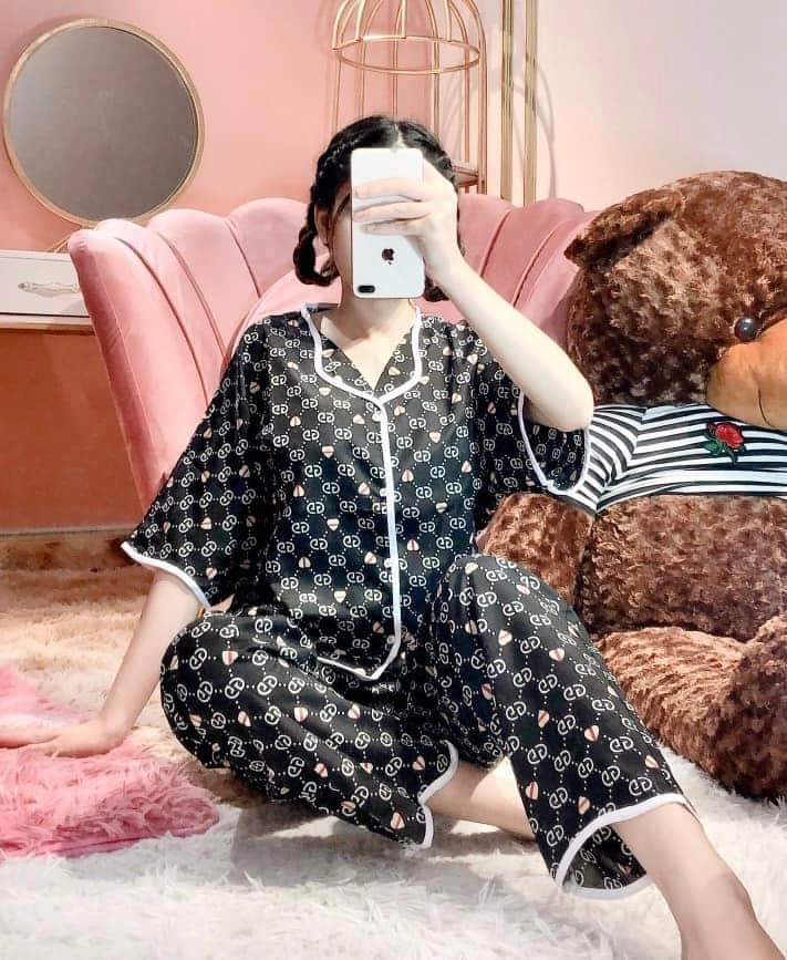 Đồ bộ pijama nữ áo phom rộng 48kg - 60kg vải kate lụa mềm, mịn