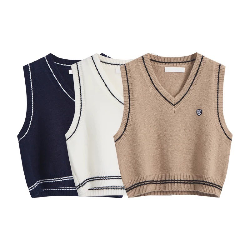 Áo Len Zile Kẻ Viền Có Tag Huy Hiệu Cá Tính - LCXA205