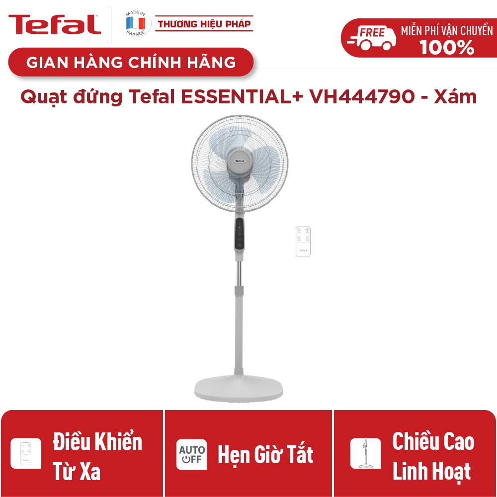 Quạt đứng Tefal VH444790 điều khiển từ xa, màu xám