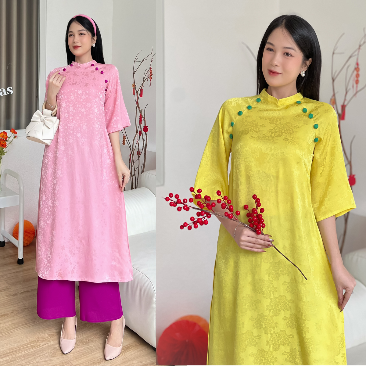 Áo dài cách tân cô ba ad035 - lady fashion - khánh linh style