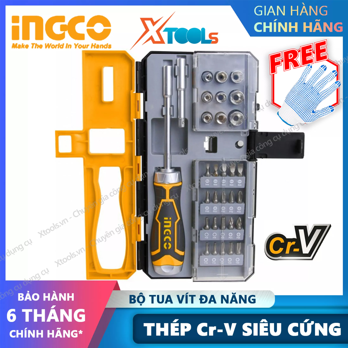 Bộ tua vít đa năng 33 chi tiết INGCO HKSDB0338 tuốc nơ vít đóng mở 2 chiều tự động có nam châm sửa điện thoại máy tính