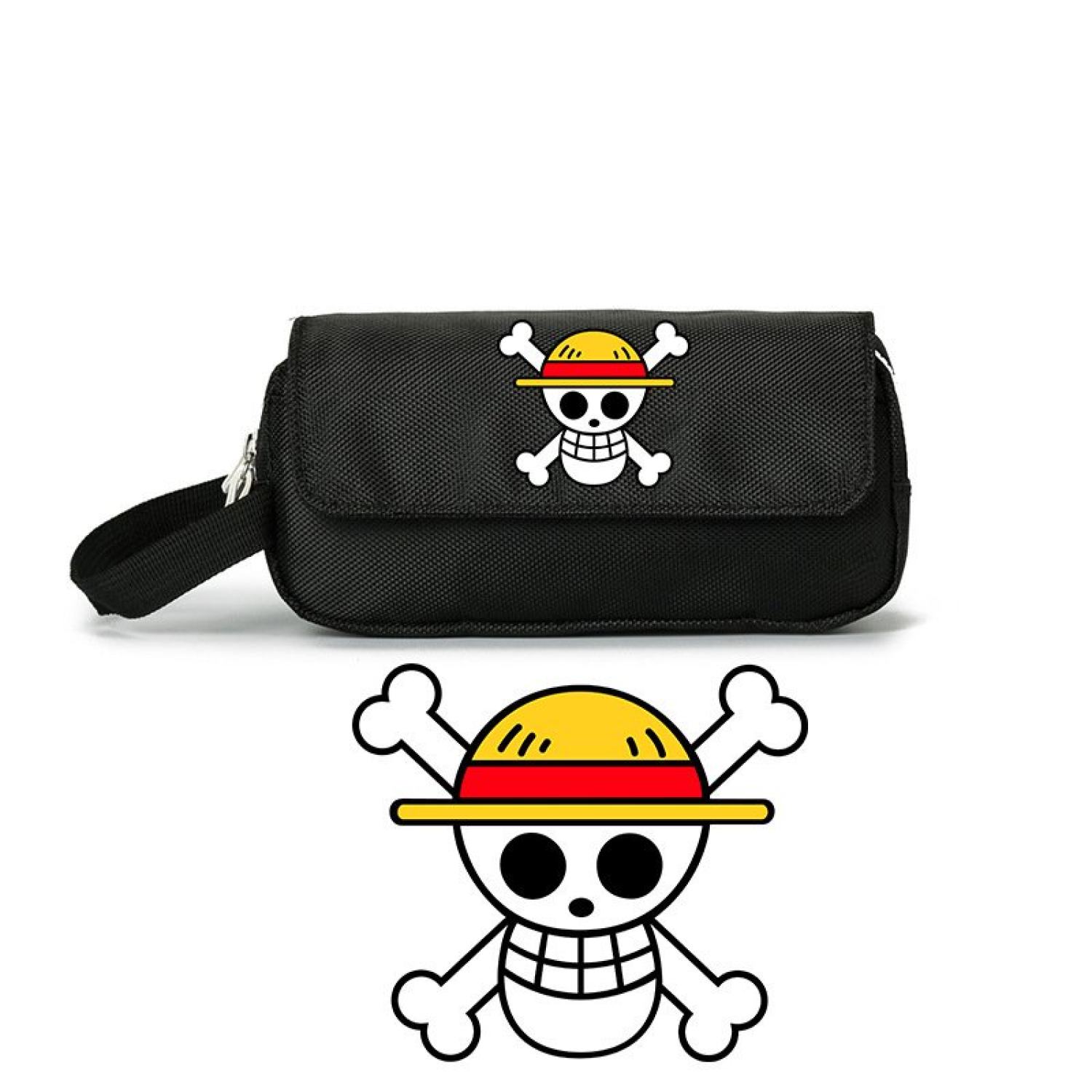 Hộp bút vải canvas IN HÌNH ONE PIECE Đảo Hải Tặc ver LOGO anime chibi đồ dùng học tập xinh xắn