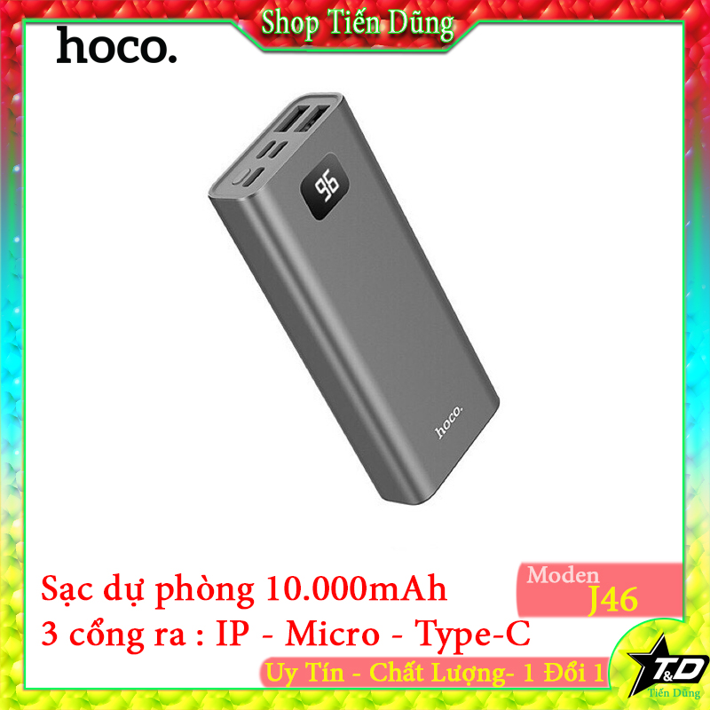 Pin sạc dự phòng hoco j46a và j46 20000mah và 10000mah 2 cổng usb 2.0a màn hình led
