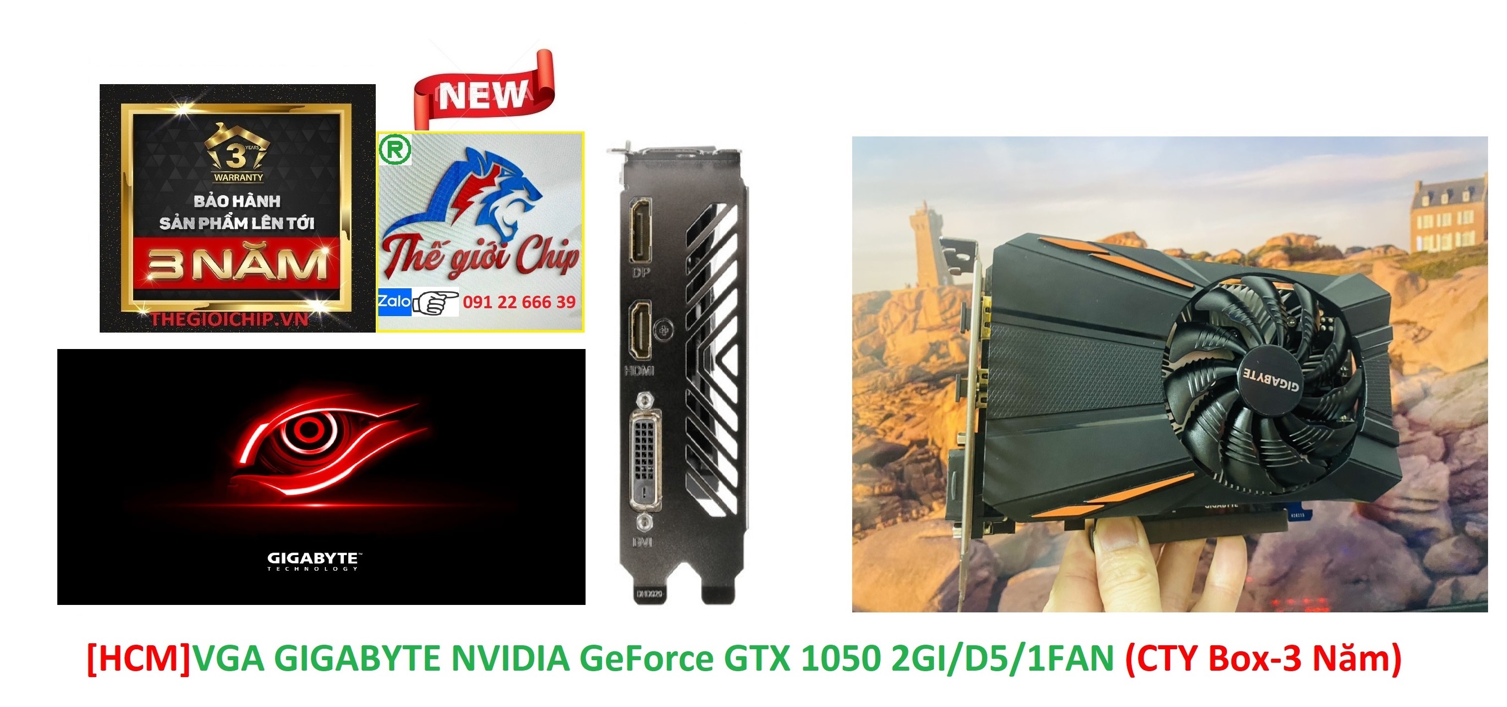 [HCM]VGA (Cạc màn hình) GIGABYTE NVIDIA GeForce GTX 1050 2GI/D5/1FAN (CTY Box-3 Năm)