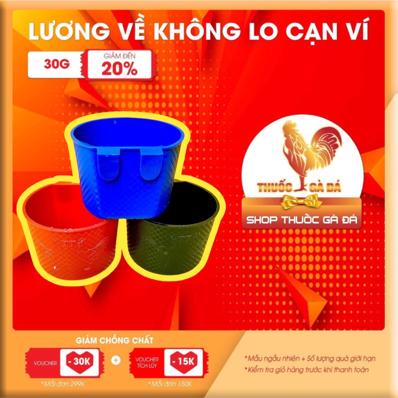 Máng vuông gà tre kt xanh đỏ đen