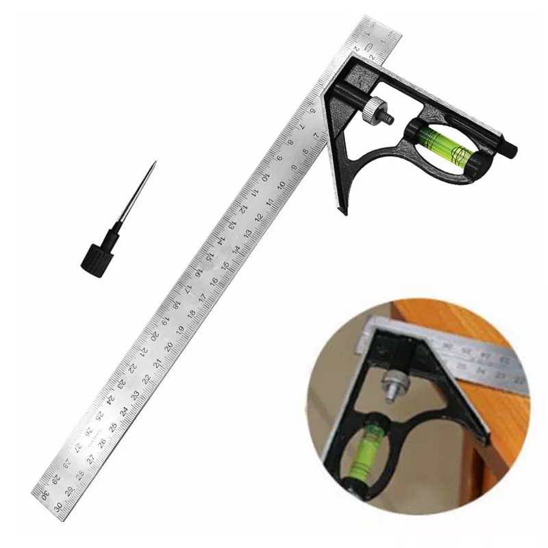 Thước đo góc, thước đa năng, thước ke góc vuông 30cm TT002