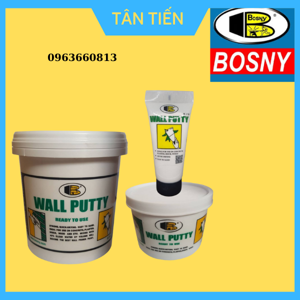 Chống thấm tường, Bột bả trám khe nứt tường, gỗ , trét thùng loa Bosny Wall Putty 320Gram