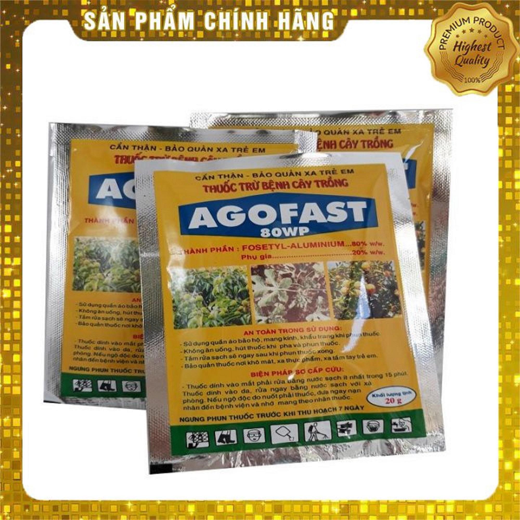 Thuoc trừ nấm bệnh cho cây trồng Agofast 80WP (100g) tri. nứt thân, xì mủ, loét sẹo