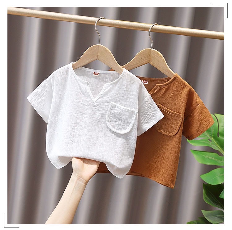 Áo cộc tay đũi cổ xẻ v cho bé áo cộc cho bé trai và bé gái sumo city