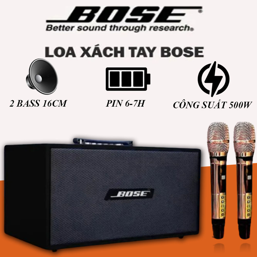 [ TRỢ SHIP 50K ] Loa Karaoke Xách Tay Bose 1099A Pro - Loa Kéo Cao Cấp Kèm 2 Micro Không Dây UHF Chống Hú Âm Thanh Trong Sáng Bass Cực Mạnh Pin Từ 6-8 Giờ Chất Âm Trong Trẻo Trung Thực Đầy Đủ Cổng Kết Nối Bluetooth 5.0 AV, USB, TF Card