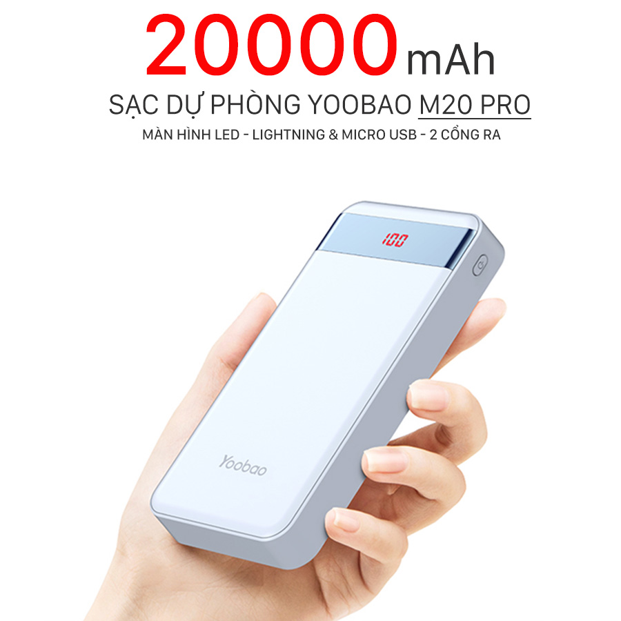 [ GIẢM GIÁ SỐC ] Pin sạc dự phòng Yoobao D20 . Pin 20000 mAH Hỗ Trợ Sạc Nhanh. Tiện Lợi Khi Mang Đi Dã Ngoại, Công Suất 20W . Bảo Hành 12 Tháng Toàn Quốc.