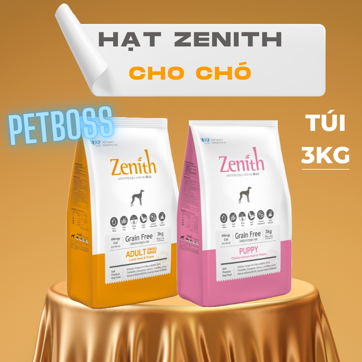 Hạt mềm zenith thức ăn cho chó đủ mọi lứa tuổi và giống chó, nk hàn quốc