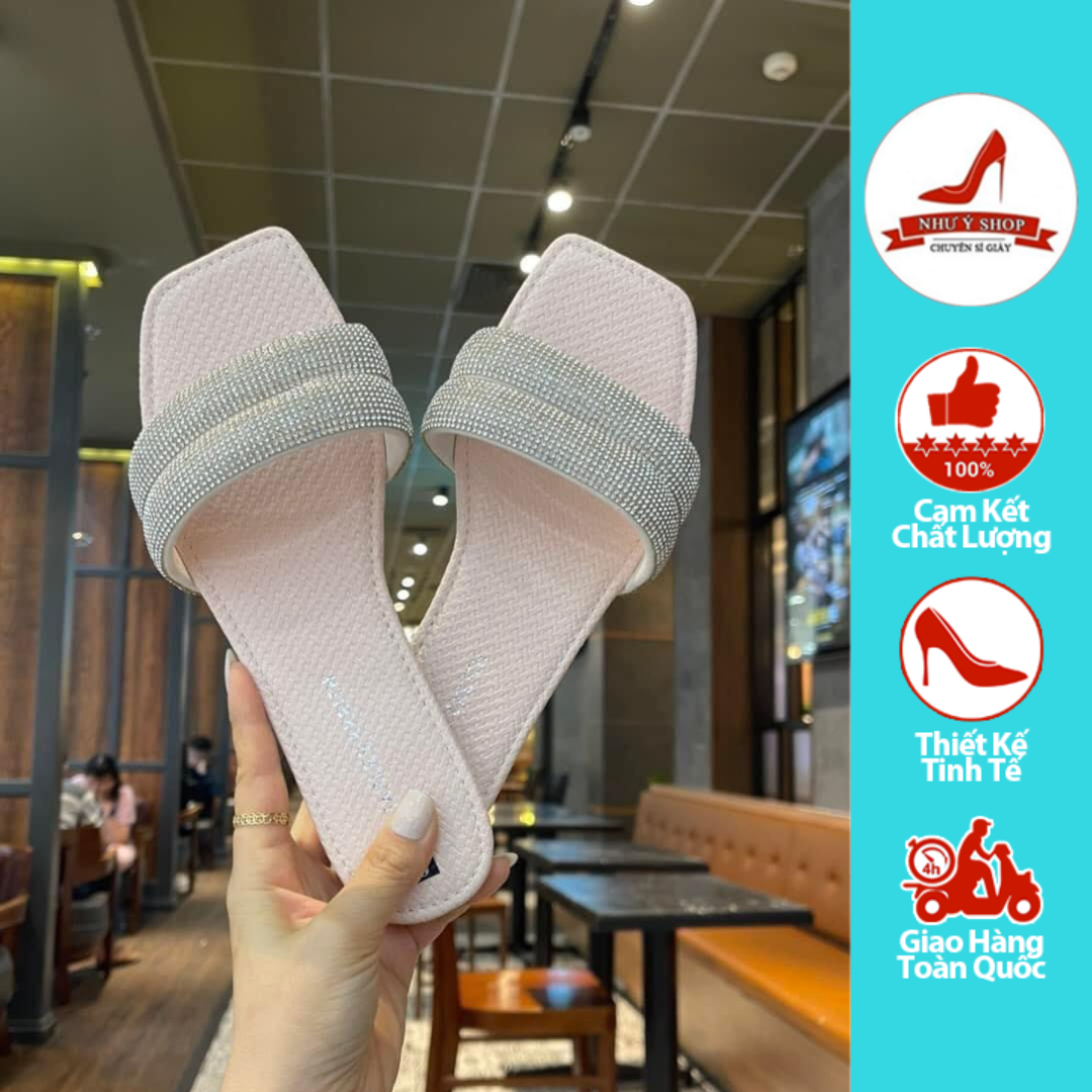 Dép quai ngang nữ đính hột sang chảnh