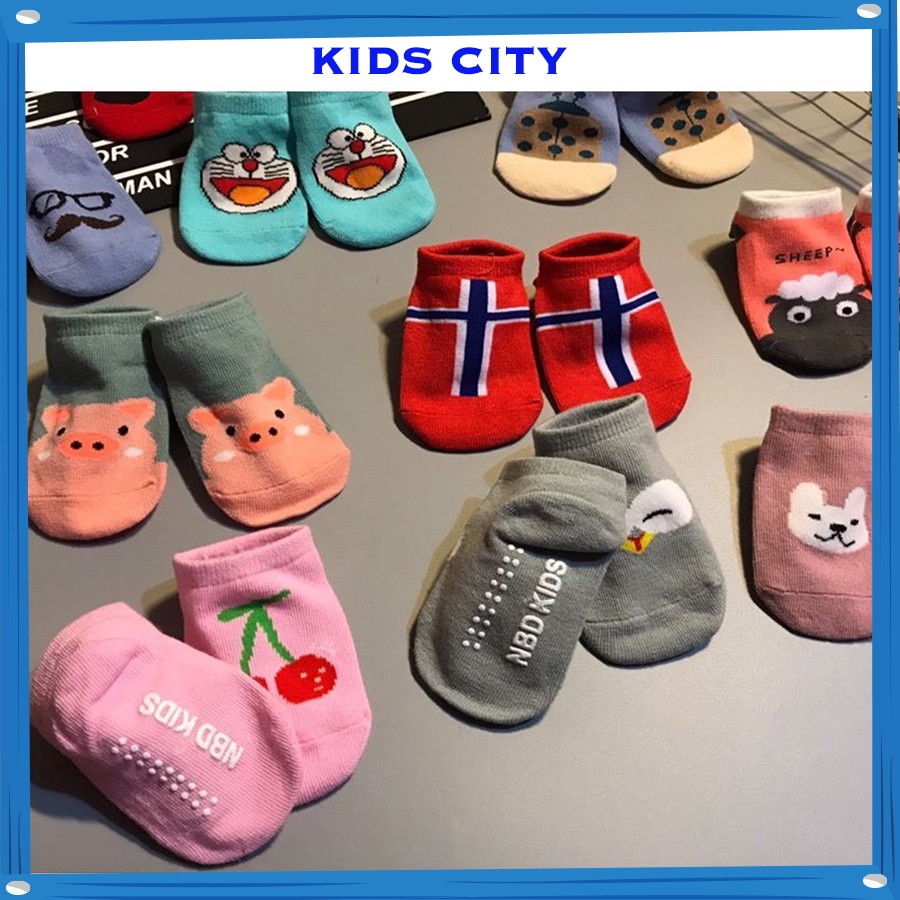 Set 5 đôi tất vớ kid cổ ngắn chống trượt cho bé