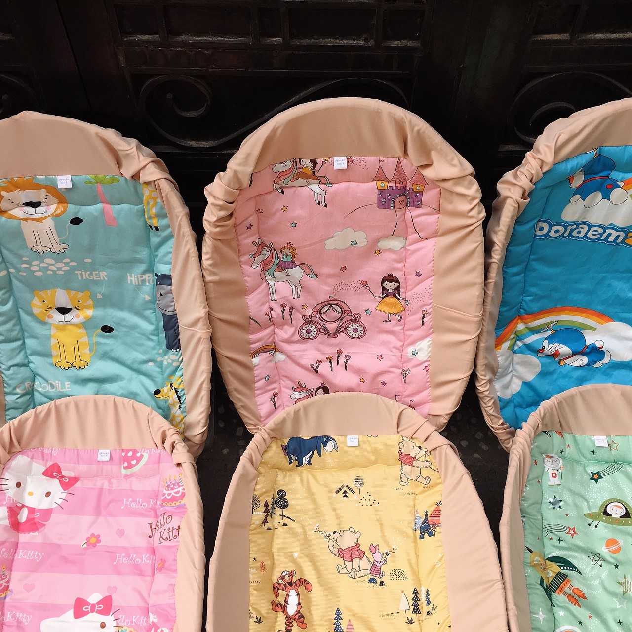 Nệm lót COTTON HÀN QUỐC nôi tre đặt võng Viet kids an toàn cho bé vải hình nhiều size