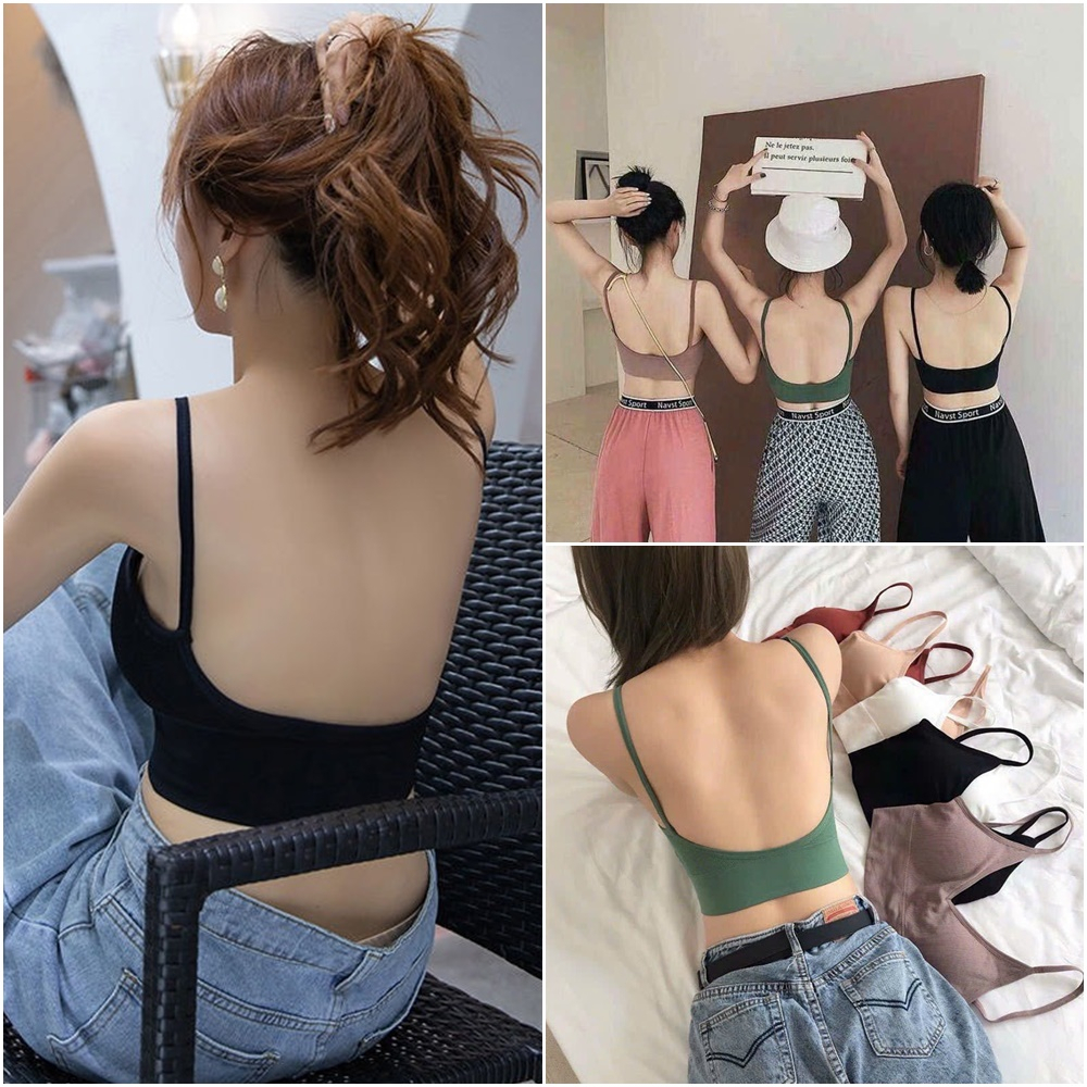 Áo bra 2 dây,áo ngực nữ không gọng hở lưng hot trend mùa hè 2023