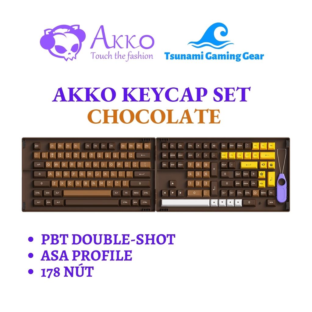 Bộ keycap AKKO Chocolate (PBT Double-Shot/ ASA profile/ 178 nút)