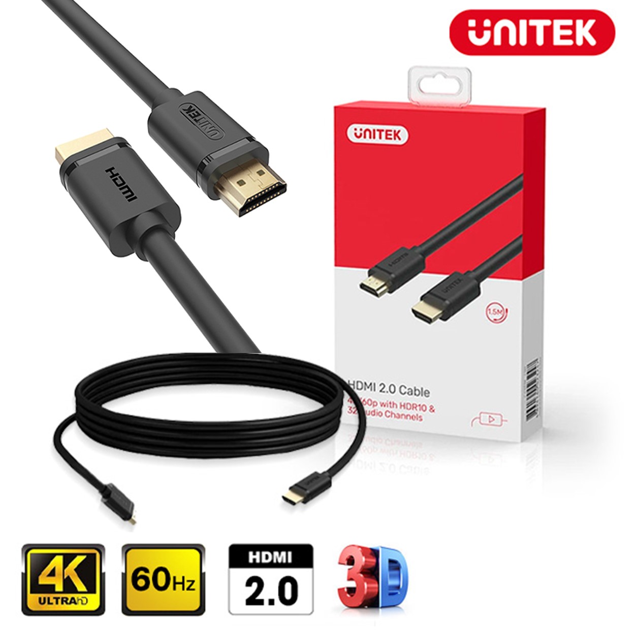 Cáp hdmi unitek 2.0 y-c139m 4k dài 3m