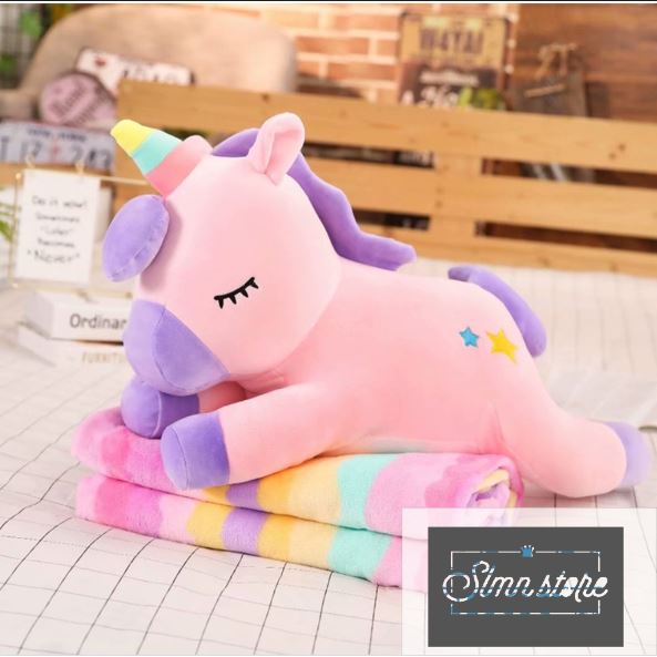 [HCM]Gối mền NGỰA PONY 3 trong 1 siêu cute hàng loại 1 thun 4 chiều siêu mịn bộ chăn gối văn phòng unicorn kỳ lân