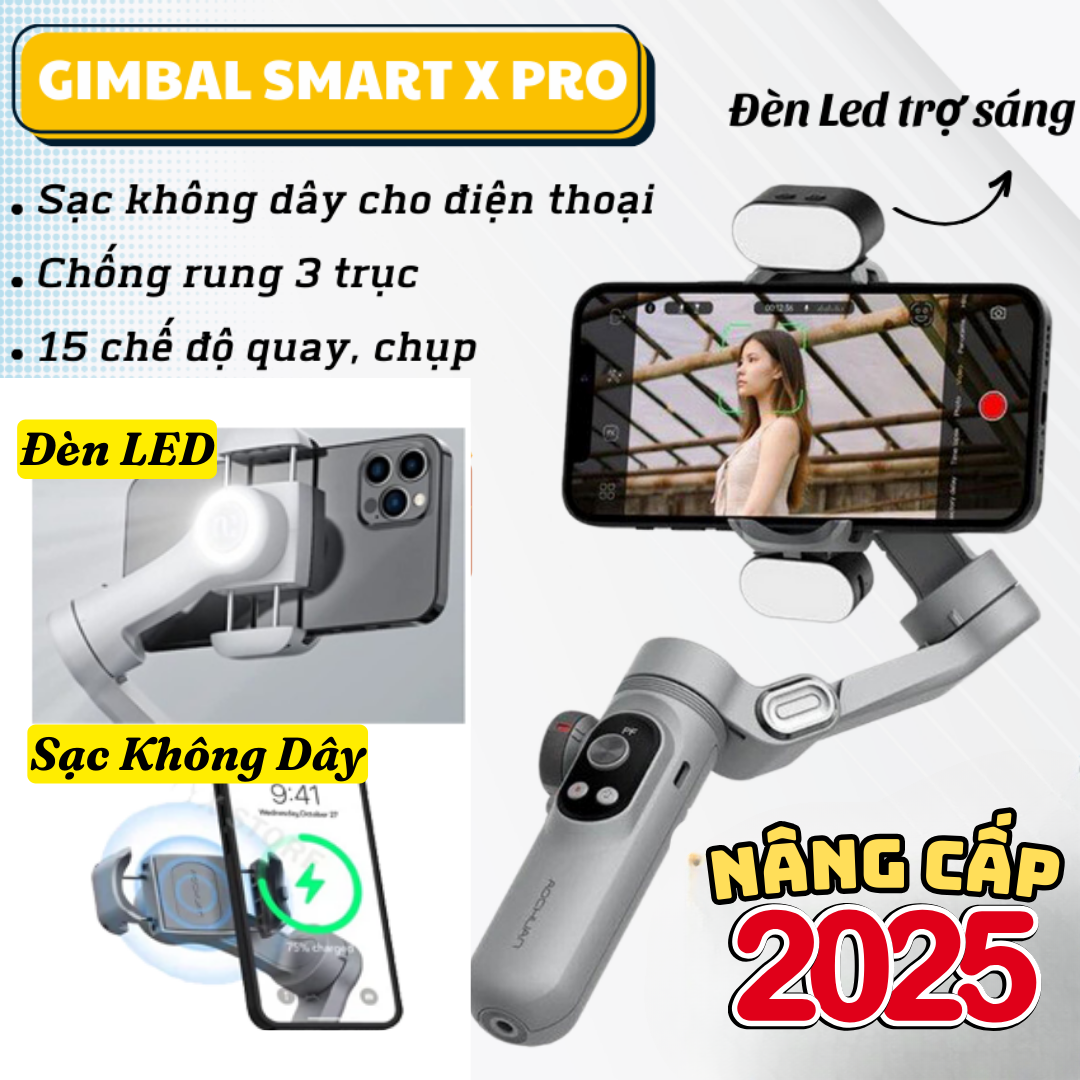  Gậy Chụp Hình 3 Chân Gimbal AOCHUAN XPro 2025 - Chống Rung Mượt Tự Động Theo Dõi Quay Video Livestream 