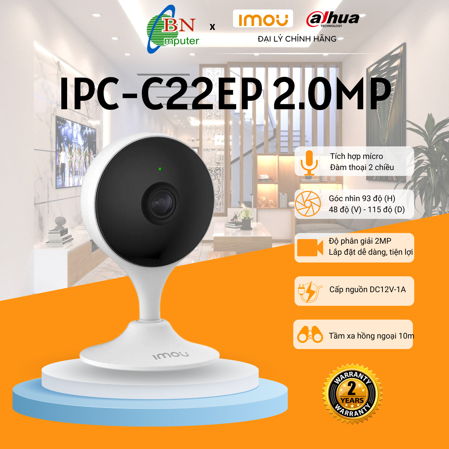 Camera IP Wifi Imou C22EP 2.0Megapixels Cue 2E-D chính hãng bảo hành 24 tháng