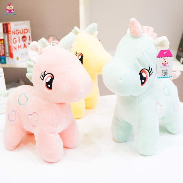 Gấu Bông Unicorn - Kì Lân Pony Một Sừng size 30cm, Thú Nhồi Bông Đáng Yêu Gối Ôm Cho Bé Ngựa Pony