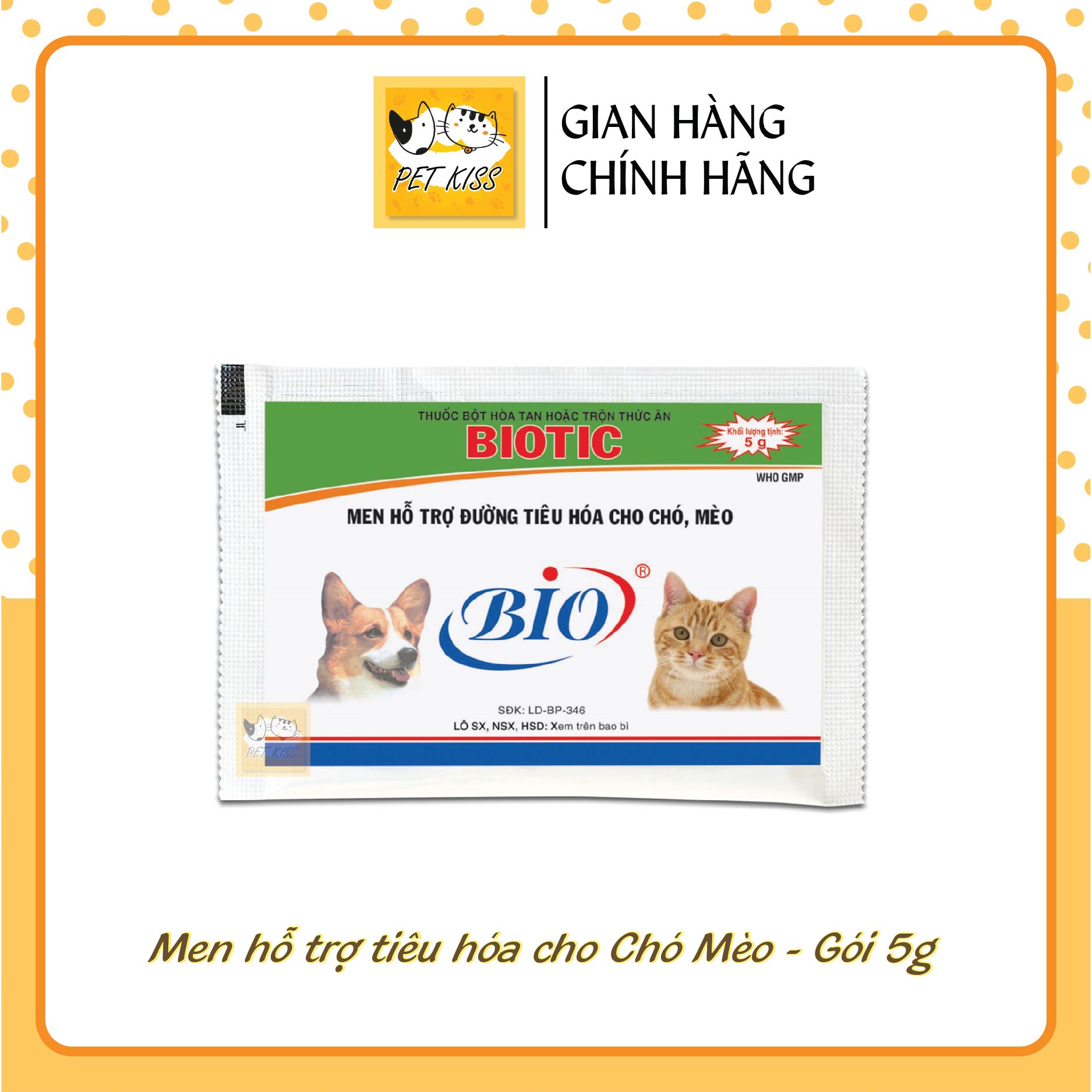 Men hỗ trợ tiêu hóa cho Chó Mèo Biotic, gói 5g