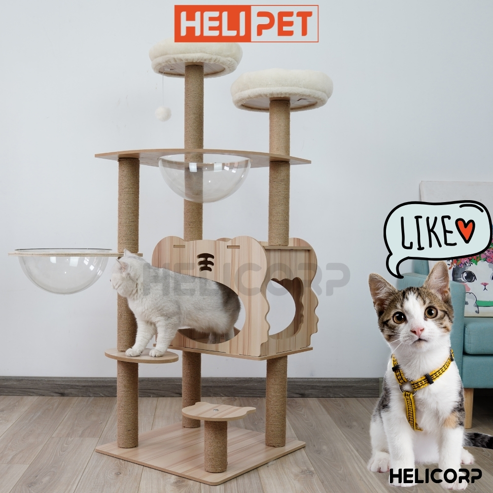 Nhà cây cho mèo leo trèo cào móng, Cattree cho mèo HELIPET - Đa dạng thiết kế - Chất liệu bền bỉ