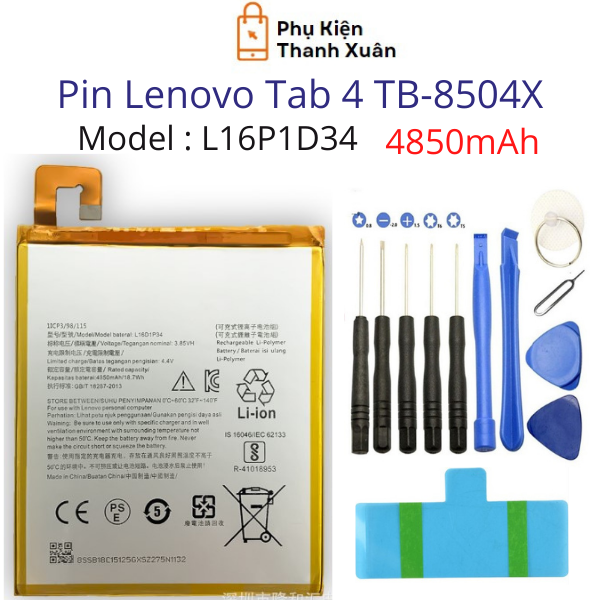 Pin zin Lenovo Tab 4 TB-8504X L16D1P34  4850mAh | Dung lượng gốc | Tặng kèm bộ tháo mở