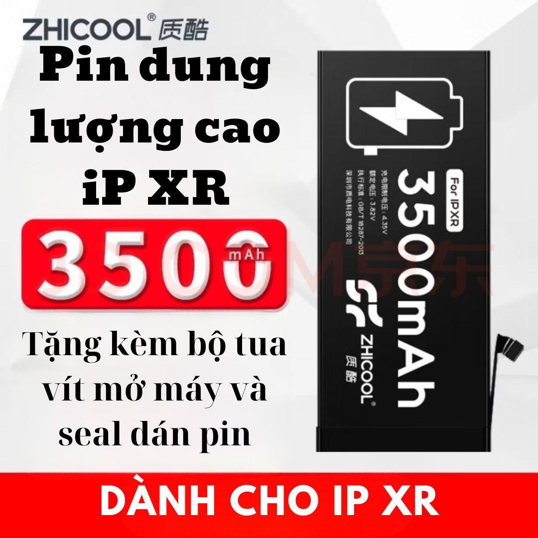  Pin iP XR DUNG LƯỢNG CAO 3500mAh Tặng kèm bộ mở máy và seal dán pin Bảo hành 3 tháng 