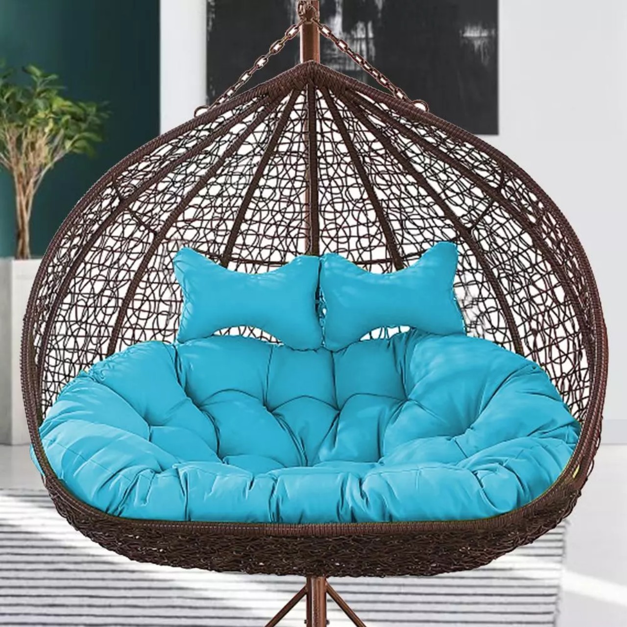 Bộ nệm dành cho xích đu đôi + 2 gối cùng màu ( không bao gồm lồng xích đu)