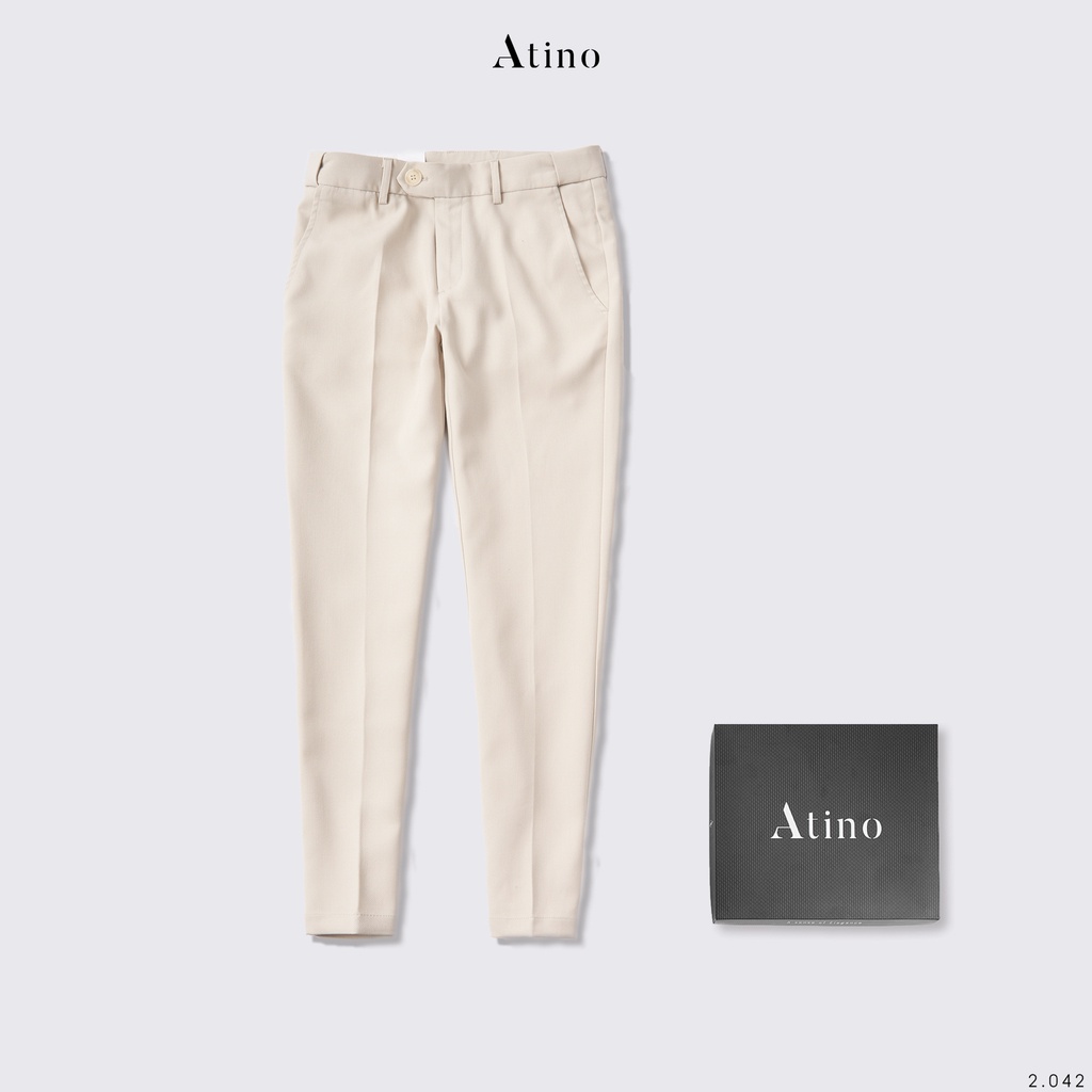 Quần Âu Nam Trơn ATINO Vải Polyester Co Giãn Pha Rayon Thông Thoáng Form
