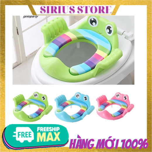 Bệ Lót Vệ Sinh Hình Thú Cho Bé, Bệ Thu Nhỏ Bồn Cầu Hình Ếch Có Tay Vịn Cho Bé Đi Vệ Sinh, Lót Bồn Cầu Có Tay Cầm An Toàn Tiện Lợi Cho Bé