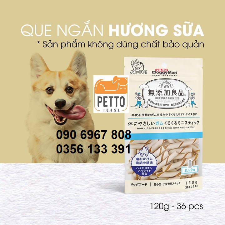Que gặm hương sữa không chất bảo quản cho chó giúp làm sạch răng Doggyman 120g