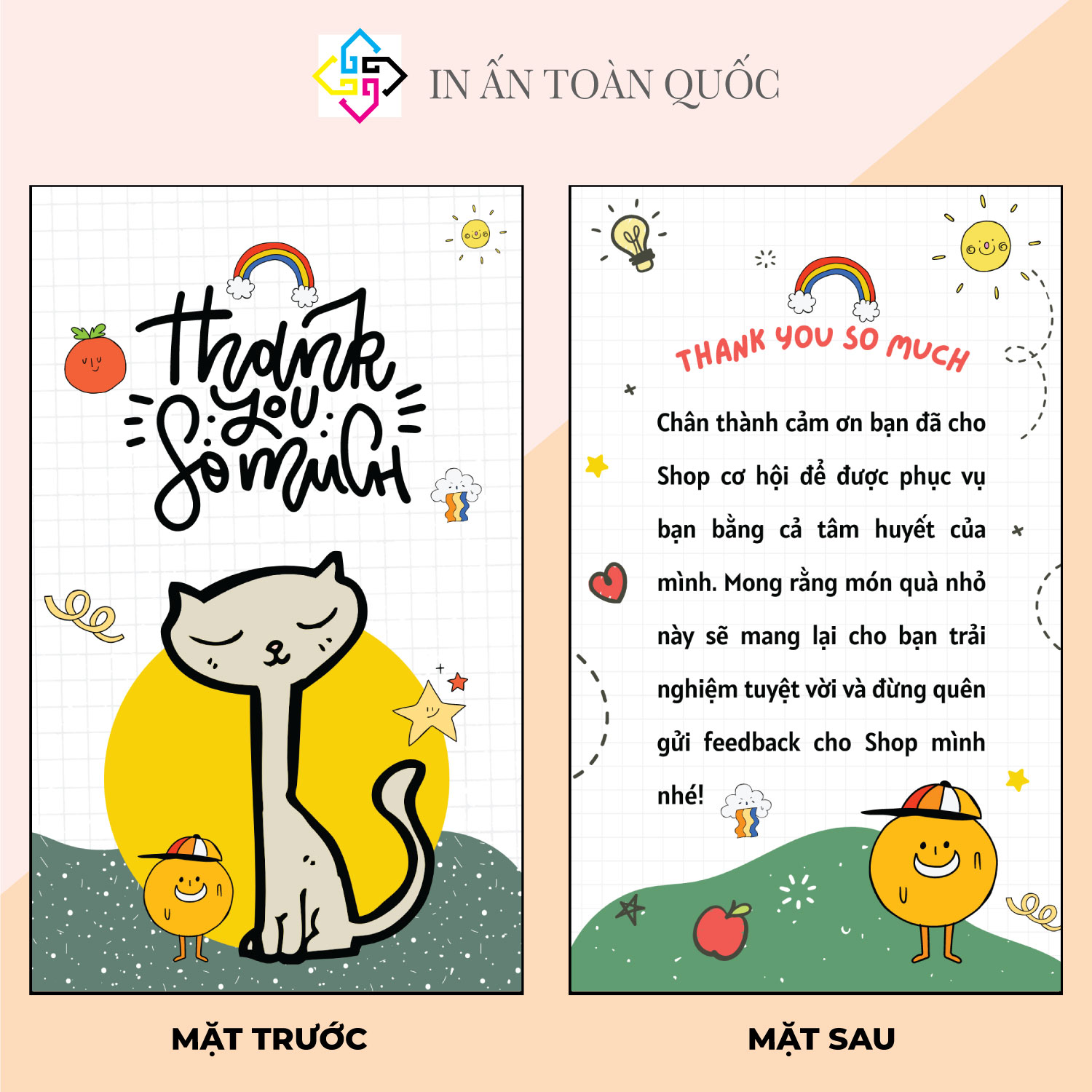 Thiệp cảm ơn khách hàng - thẻ cảm ơn - thư cám ơn khách hàng cho shop bán hàng online - giấy dày sang trọng - 100 Thiệp