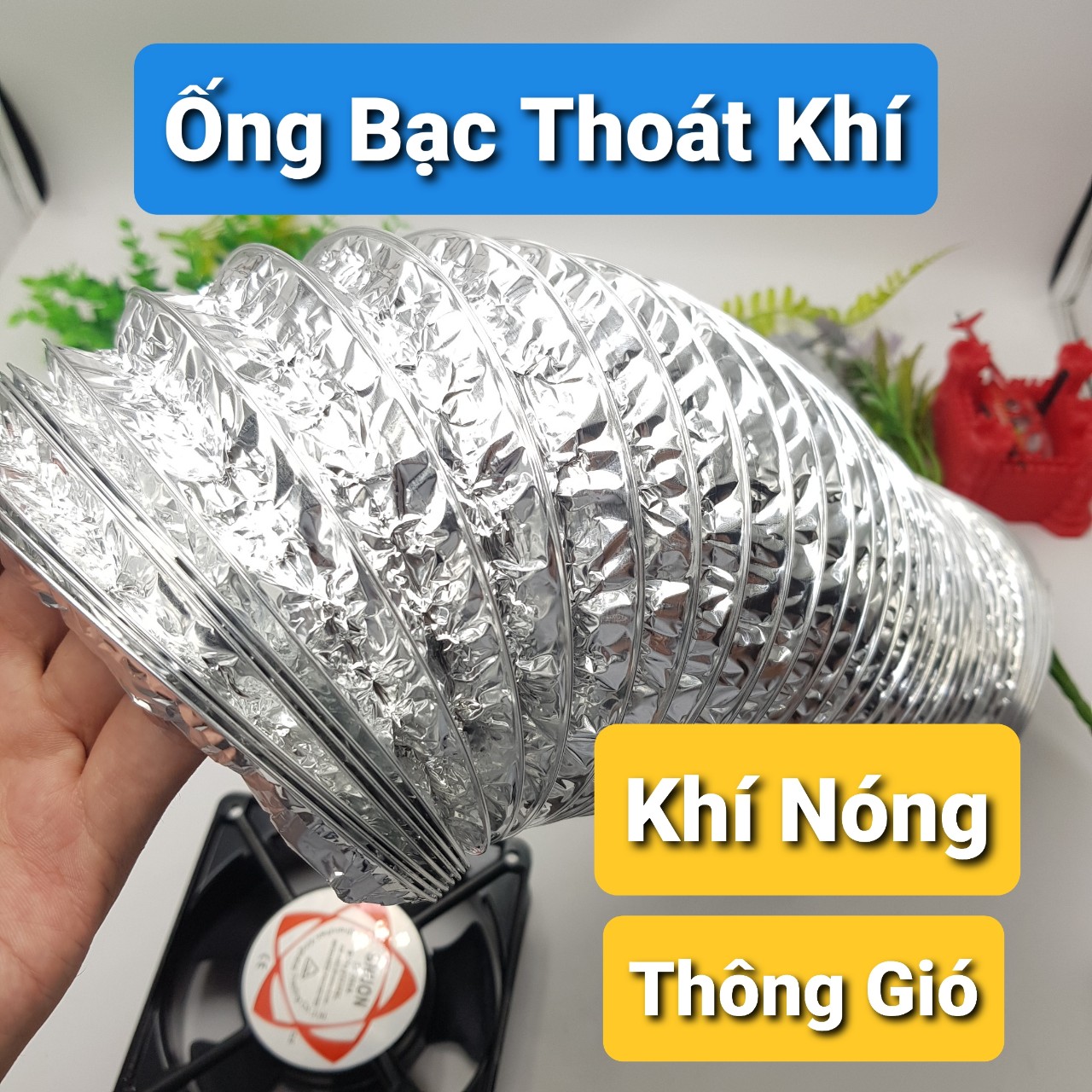 Ống gió sun bạc 1 mét Ống bạc thoát khi máy hút mùi phi 100MM 120MM dùng cho quạt hút mùi tiện dụng