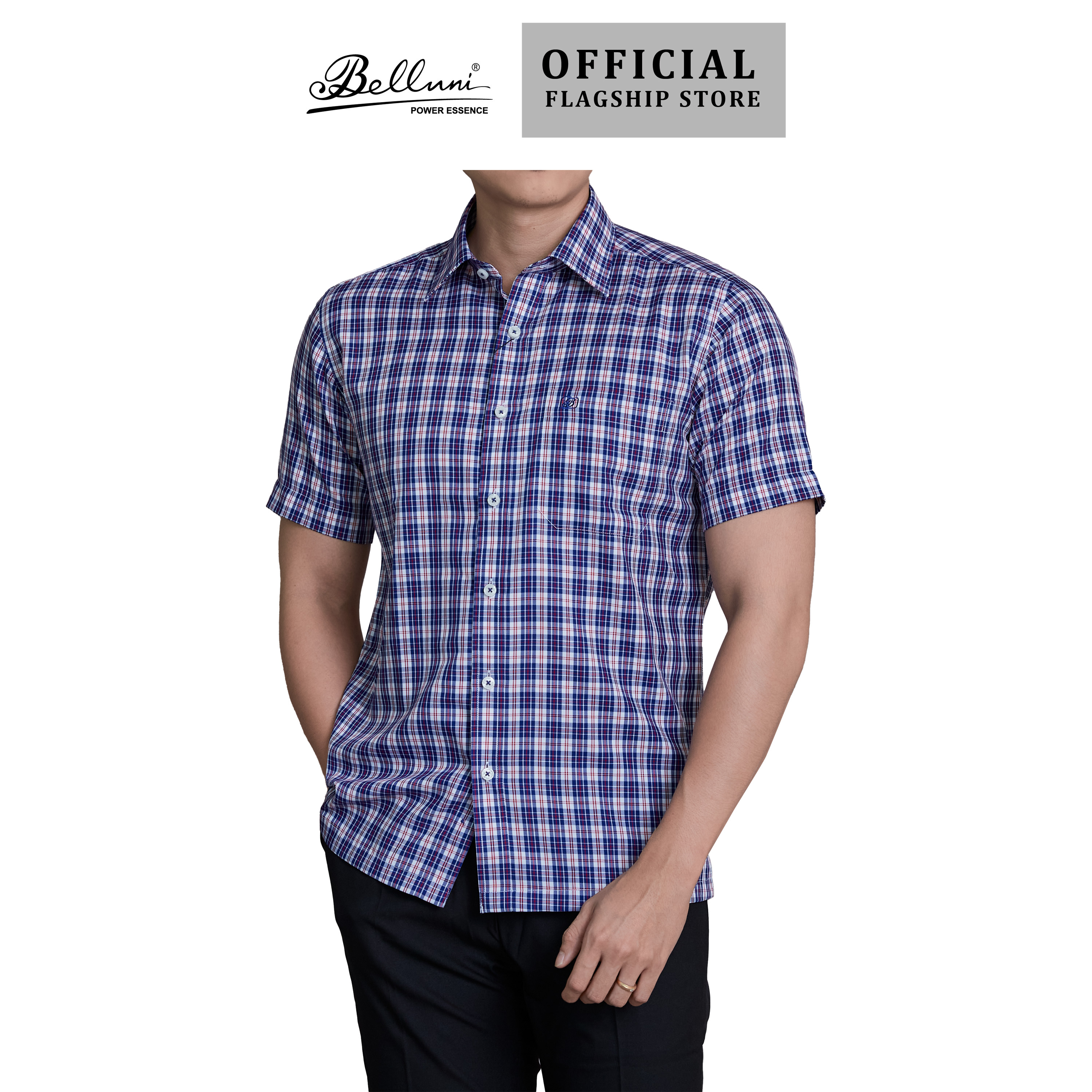 [New Arrival] Áo sơ mi nam ngắn tay BELLUNI vải sợi dừa - ABN.CCP.BE.256.B1