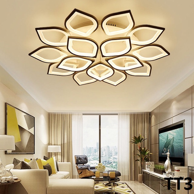 Đèn Ốp Trần Đèn Led Ốp Nổi Trần Thạch Cao Siêu Sáng Mẫu V3/ TT3/ TT6 Trang Trí Phòng Khách Phòng Ngủ 3 Chế Độ Sáng Kèm Điều Khiển Từ Xa