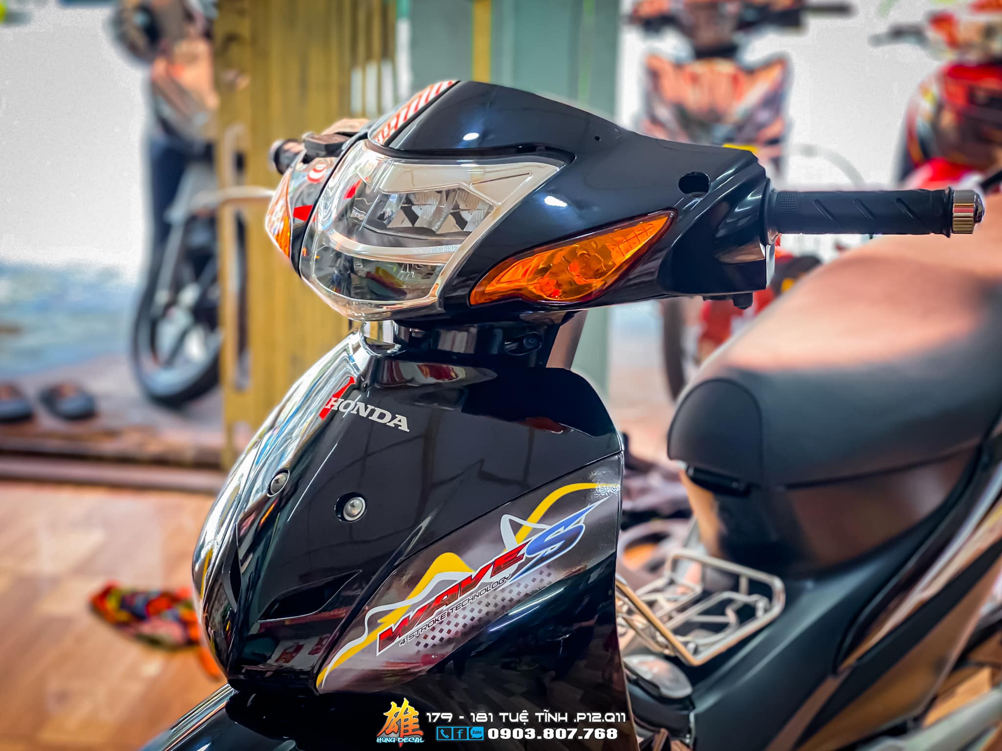 Tem rời Wave alpha 100 xe đen - mẫu S khói siêu chất 2023