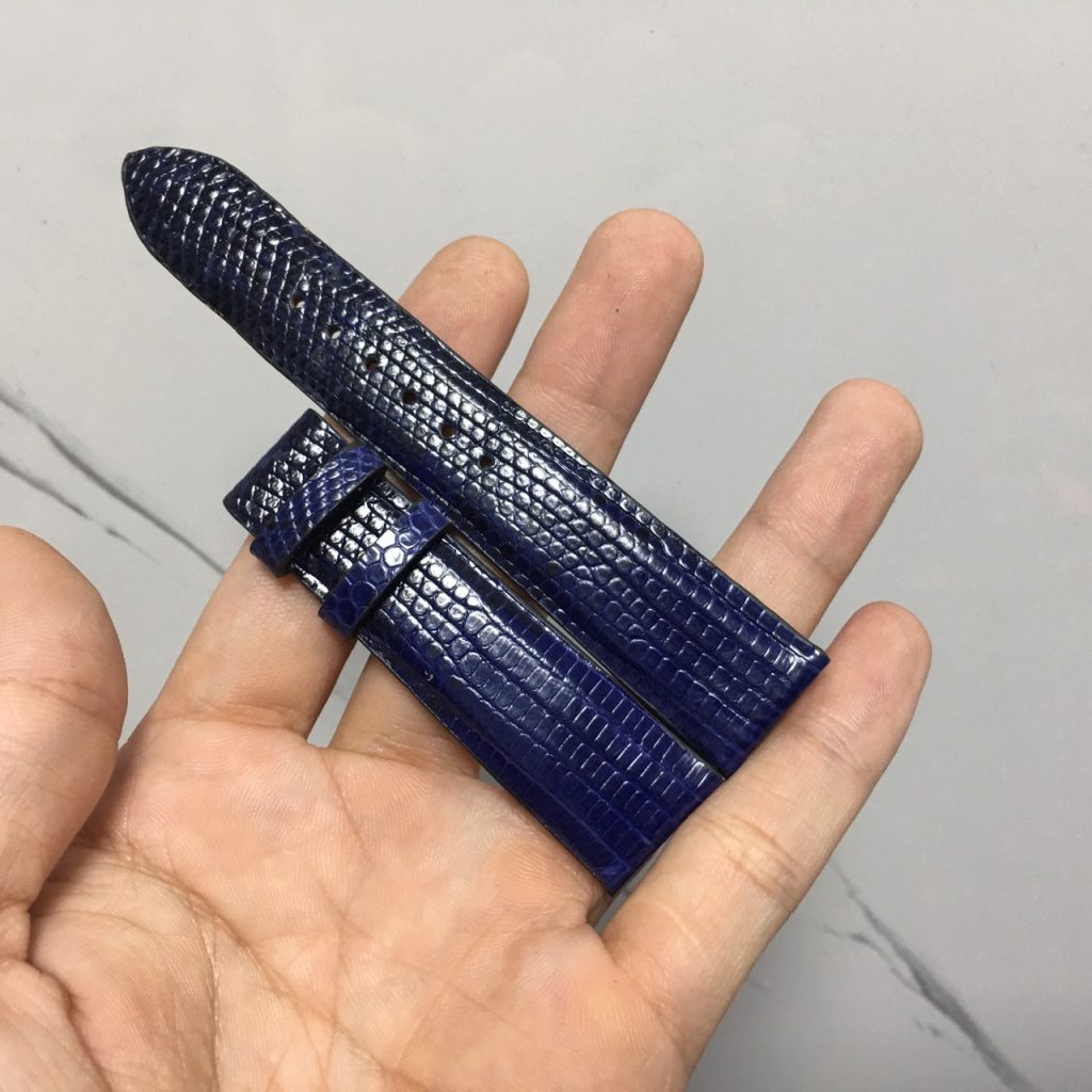 Dây đồng hồ da kỳ đà pháp handmade màu xanh navy