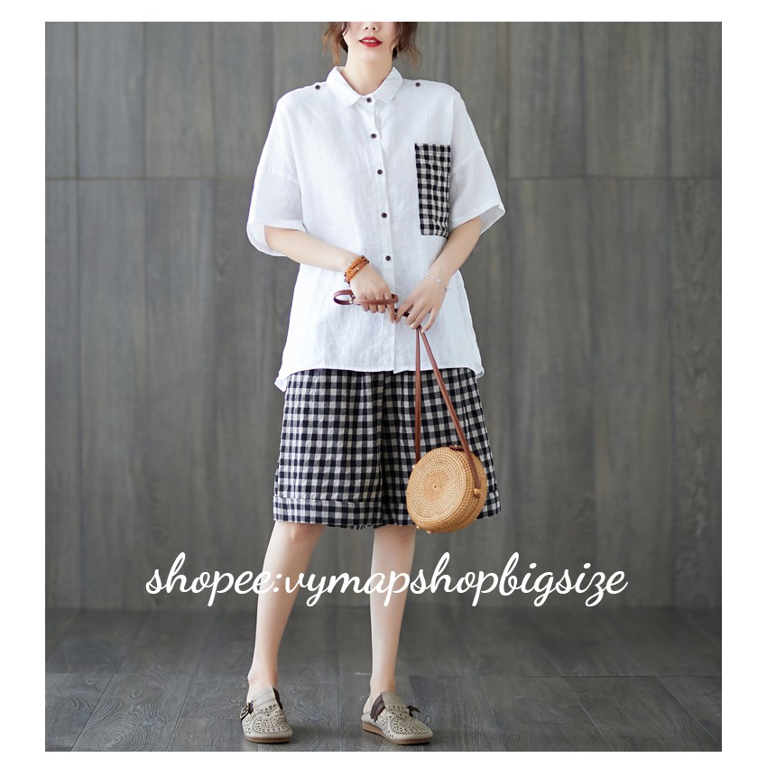 Áo sơ mi túi caro UNISEX nam nữ bigsize