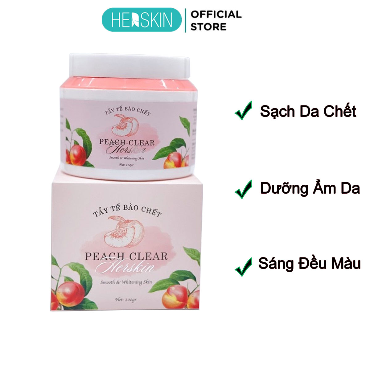 Kem Tẩy Tế Bào Chết Body Herskin Từ Trái Đào Hũ 200gr