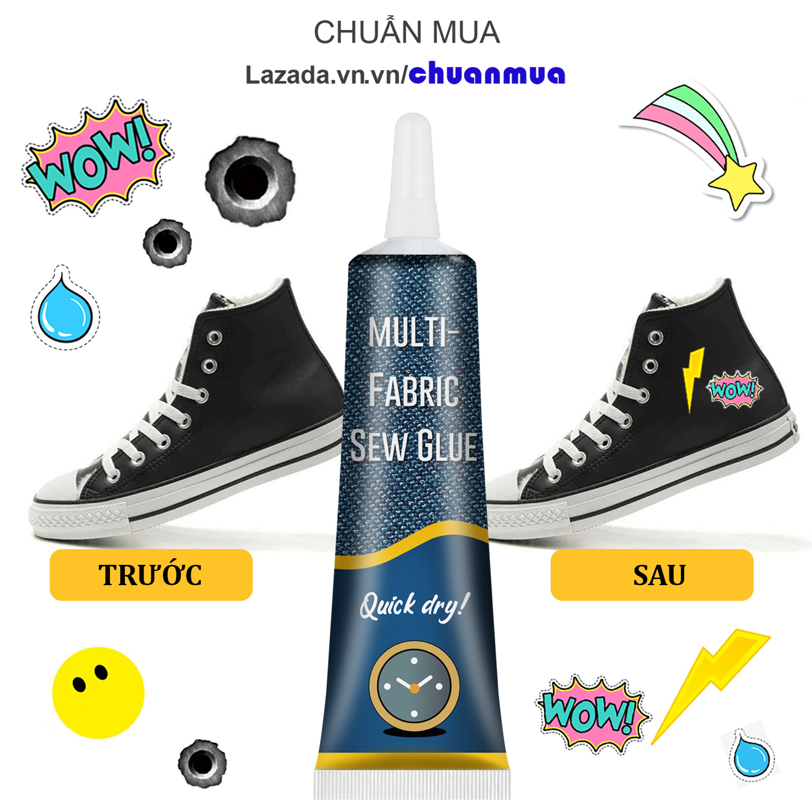 Keo Dán Vải Siêu Dính Chuyên Dụng Đa Năng Fabric Sew Glue Dán Phù Hiệu Học Sinh sửa quần áo Jean kaki nhung spandex