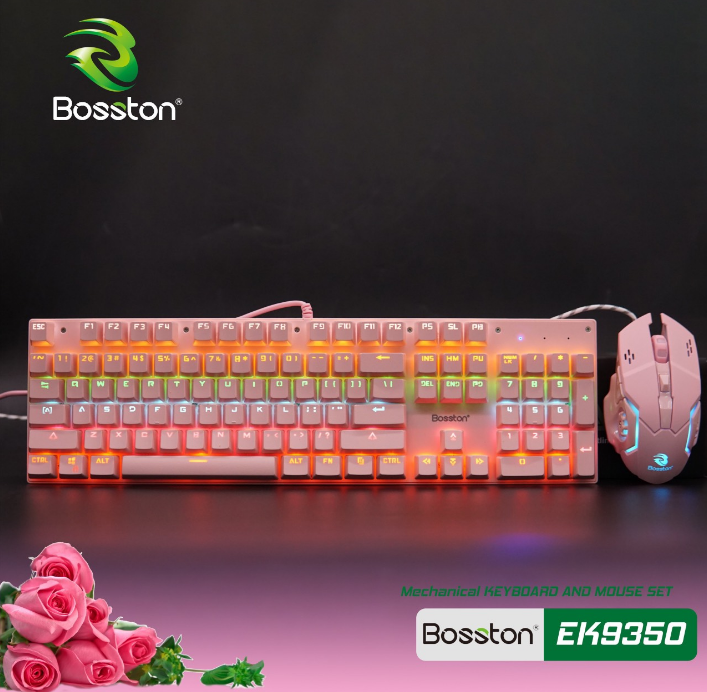 Bộ bàn phím chuột cơ có dây chuyên game bosston ek9350