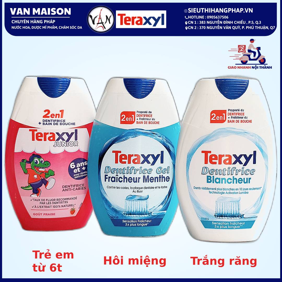 Kem đánh răng Teraxyl giúp trắng răng, hơi thở thơm mát , giảm ê buốt 75ml