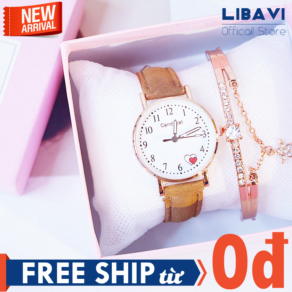 Đồng Hồ Nữ Candycat C82, Mặt Tròn Số, Họa Tiết Trái Tim Màu Đỏ Góc 5 Giờ, Dây Da Siêu Bền, Kháng Nước, Chống Trầy Nhẹ [Bảo Hành 6 Tháng]